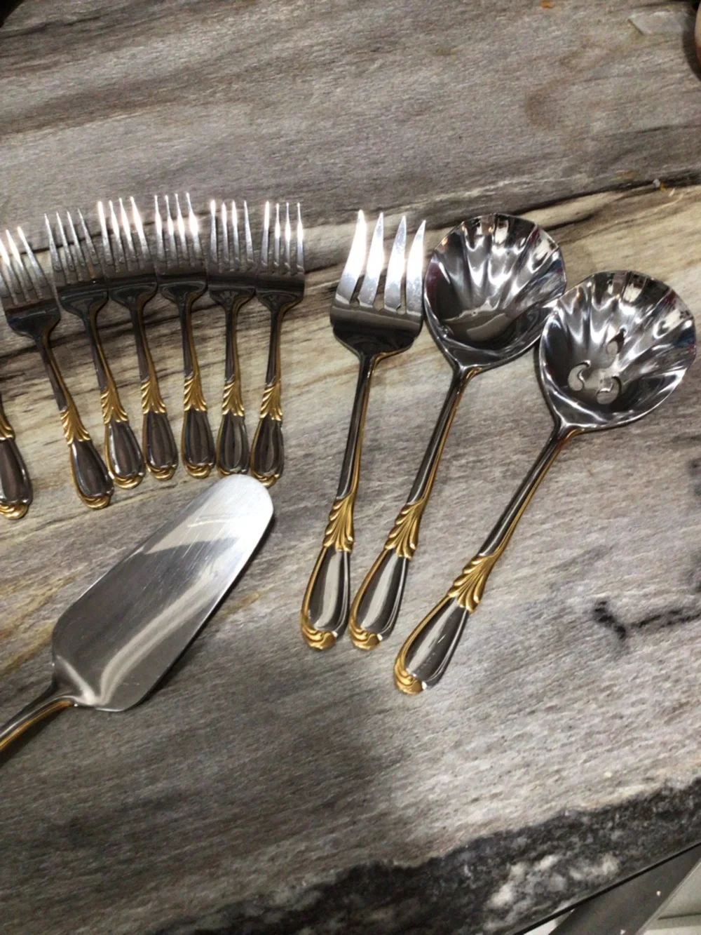 Vintage Retroneu Linda Gold Accent Flatware Korea Stainless YOUR CHOICE.